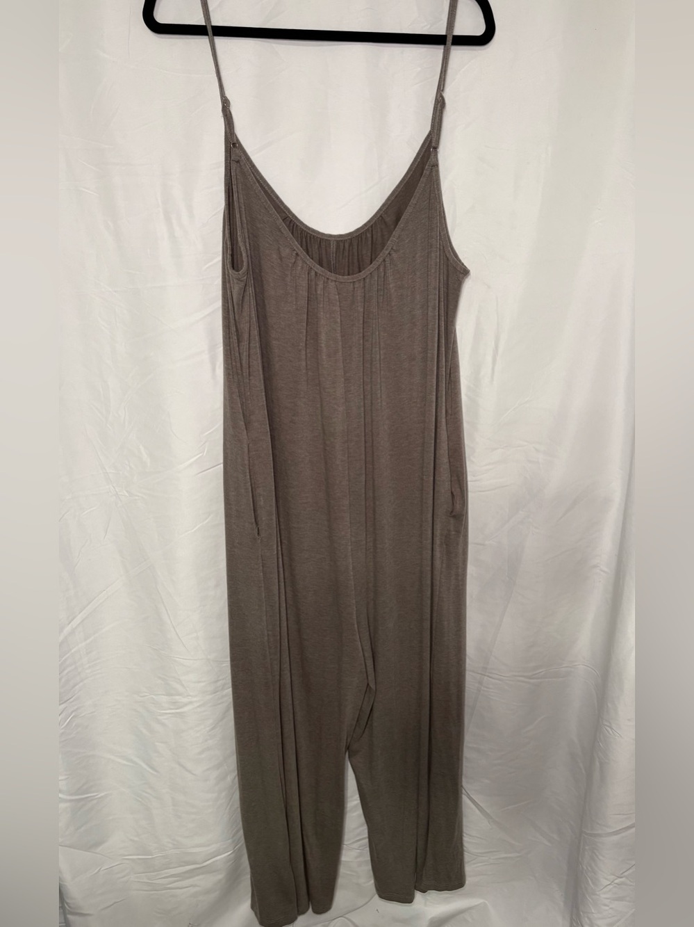 Women's Spaghetti Strap Wide Leg Taupe Jumpsuit